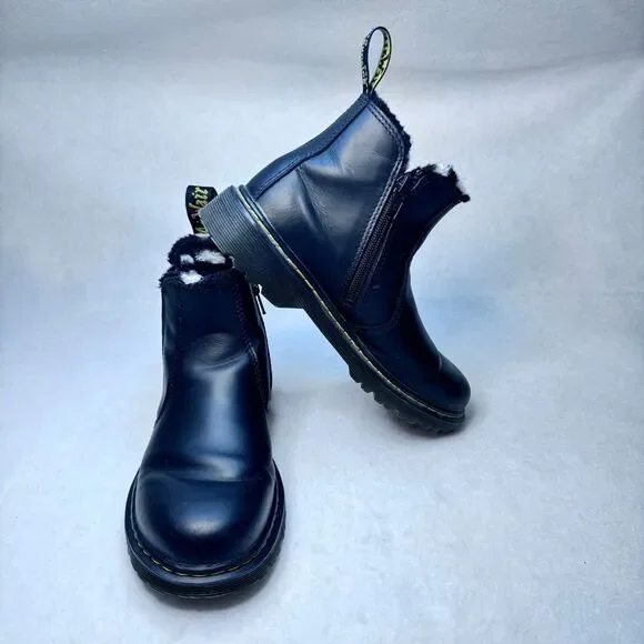 Dr. Martens Kid's Size 3 Leonore Romario Black White Polka Dot Ankle Boots